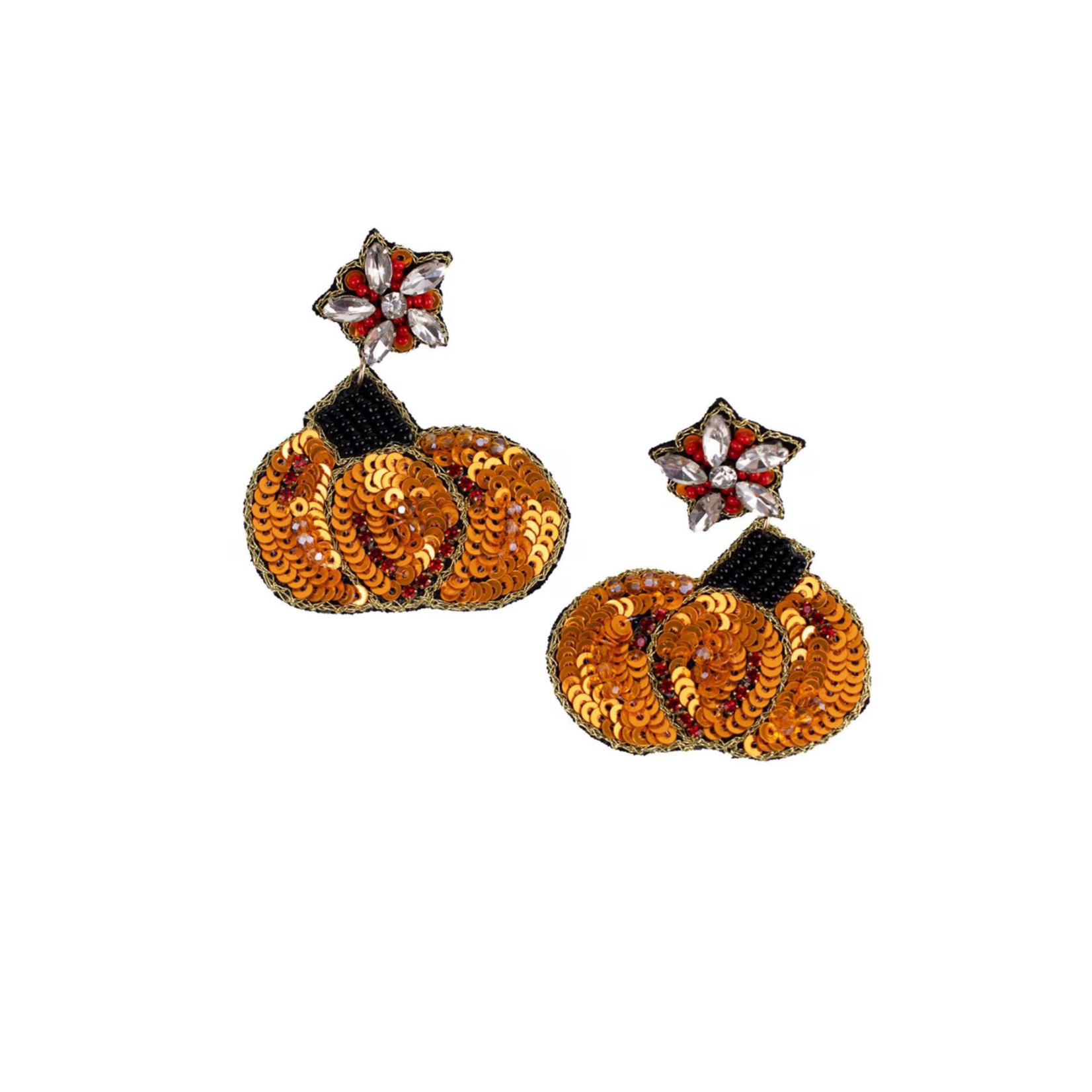 Harvest Pumpkin Beaded Earrings 1.75"
