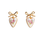 Baroque Heart Earrings GLD/PNK 1"