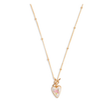 Baroque Heart Necklace GLD/PNK 18"