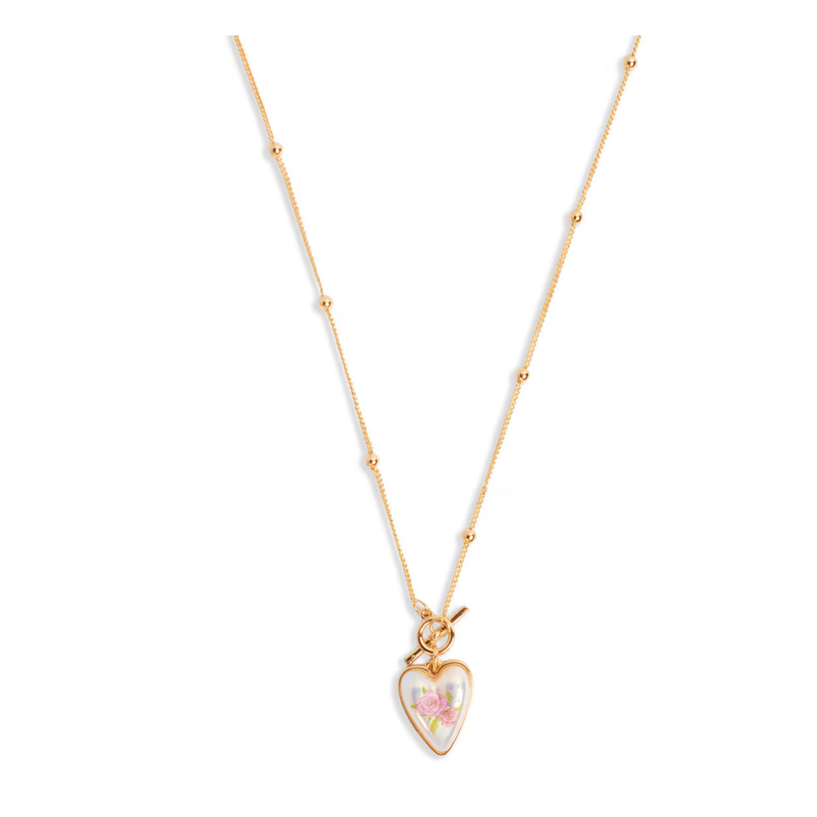 Baroque Heart Necklace GLD/PNK 18"