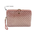 Quilted Blush Velvet LITT Makeup Bag