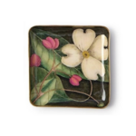 WHITE Floral Metal Tray Square SMALL