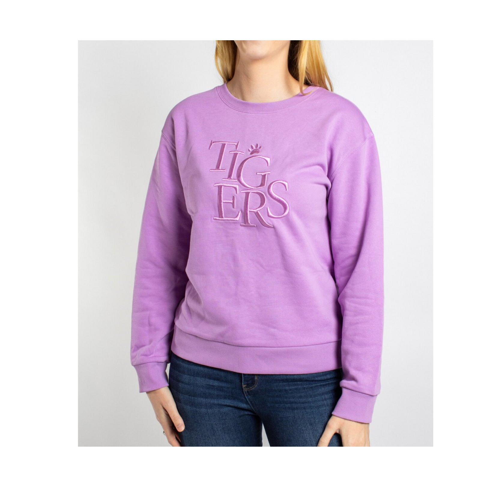 MEDIUM Women's Tiger Embroidery Sweatshirt LT. PURPLE