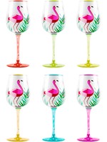 Home Essentials Handpainted Flamingo Goblets 12oz