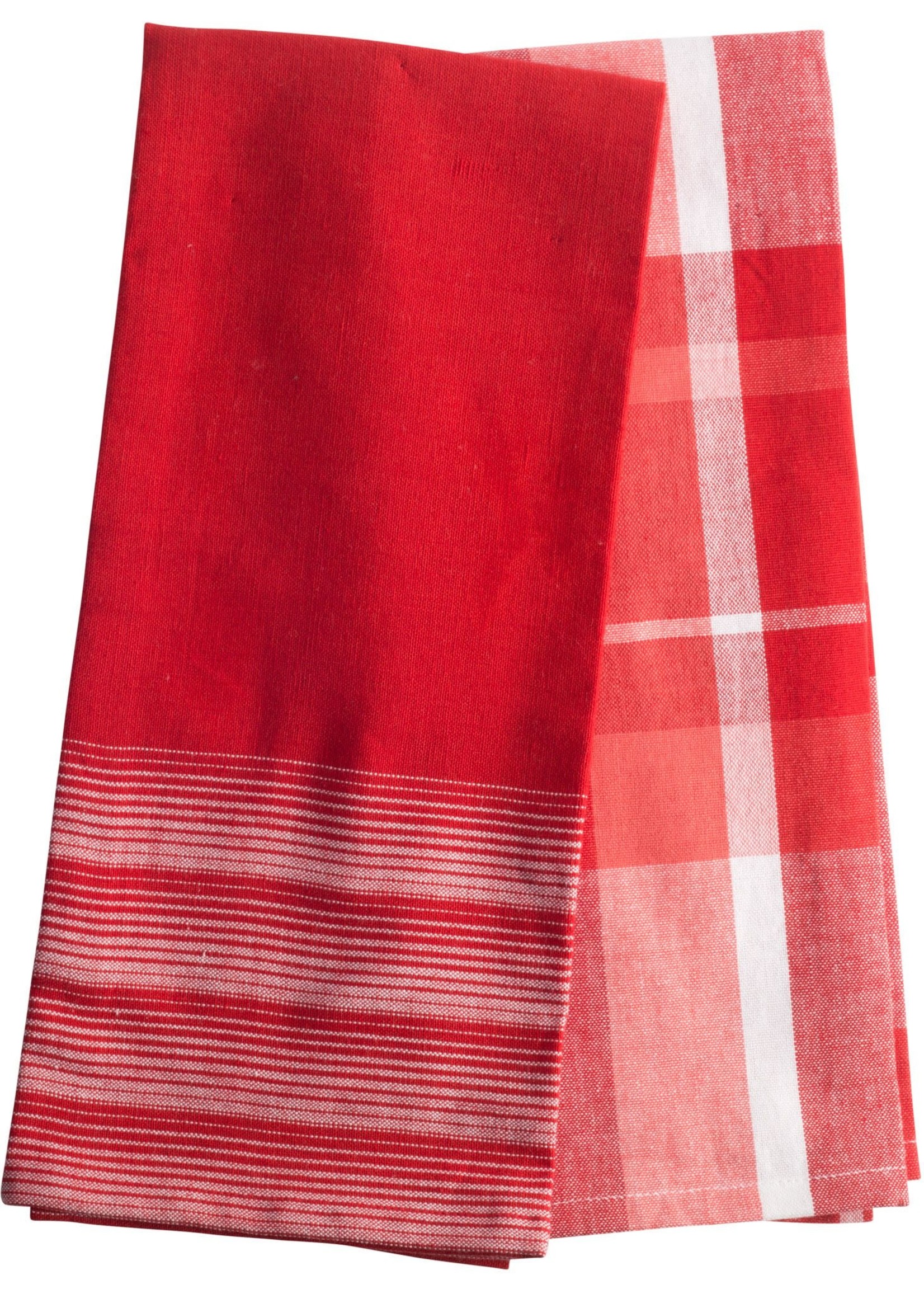 Home Essentials Horizon Stripe And Plaid Red Kitchen Towel Set of 2