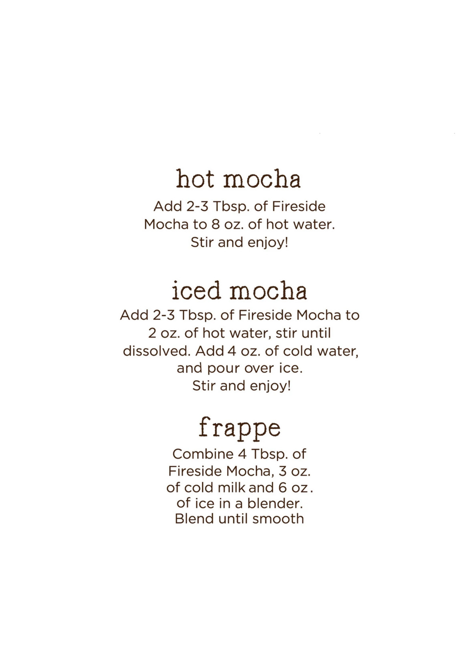 Fireside Coffee Cafe Mocha Irish Cream