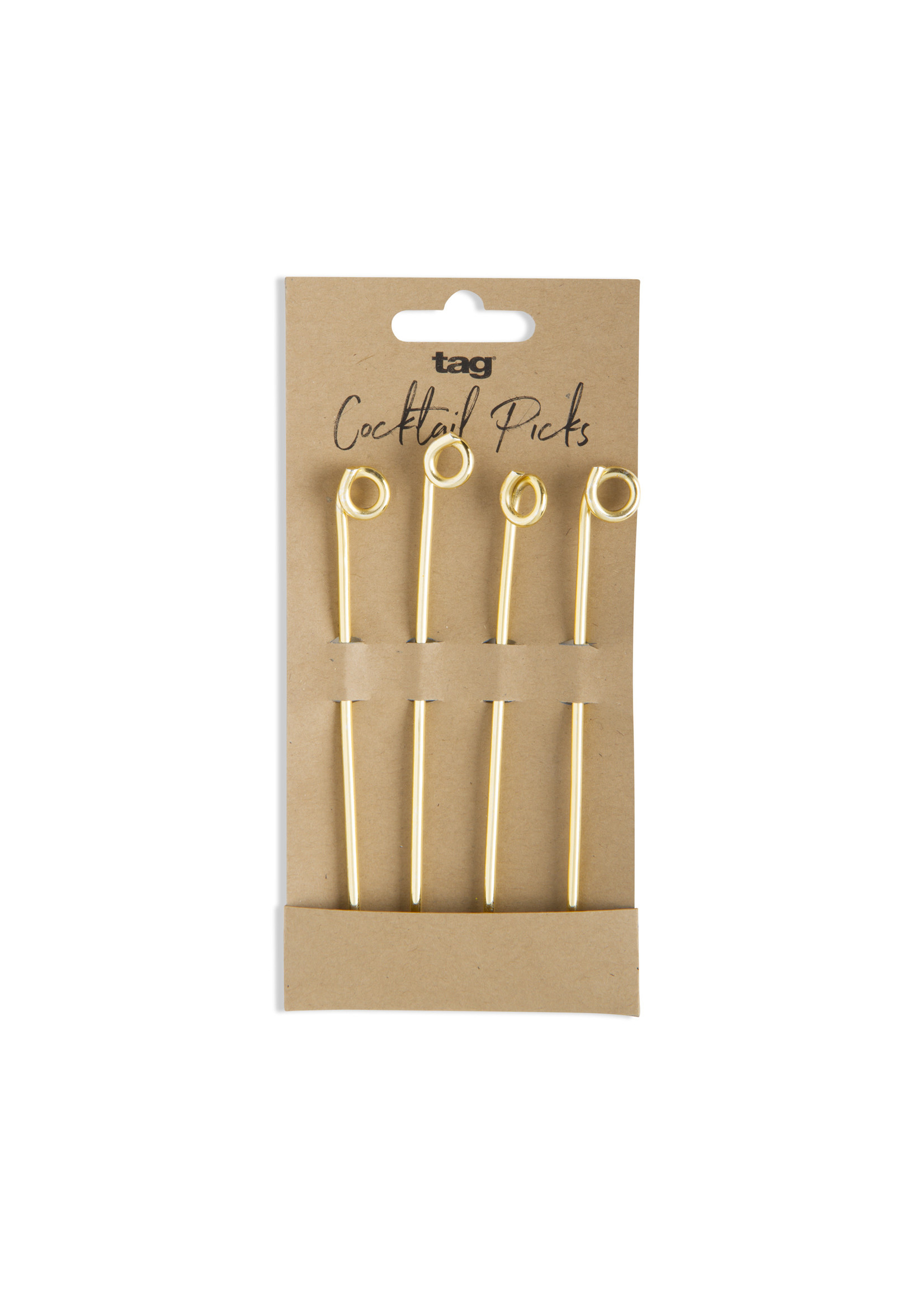 Tag Knot Cocktail Pick Set of 4- Gold
