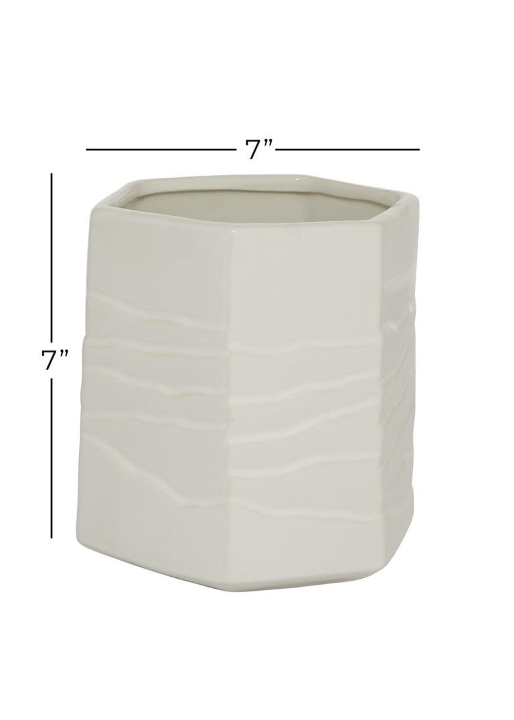 UMA Enterprises 57495 White Ceramic Contemporary Vase, 7" x 7" x 7"
