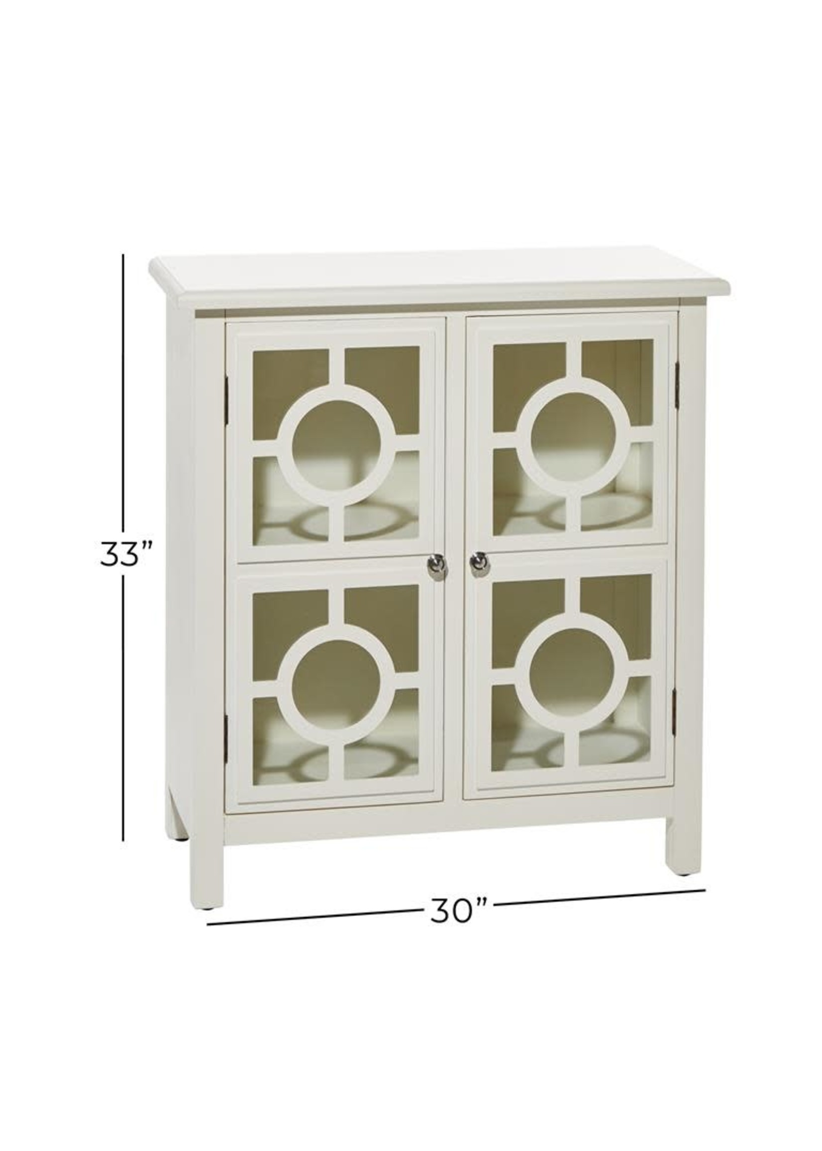 UMA Enterprises 93625 White Wood and Glass Traditional Cabinet, 33" x 30" x 14"