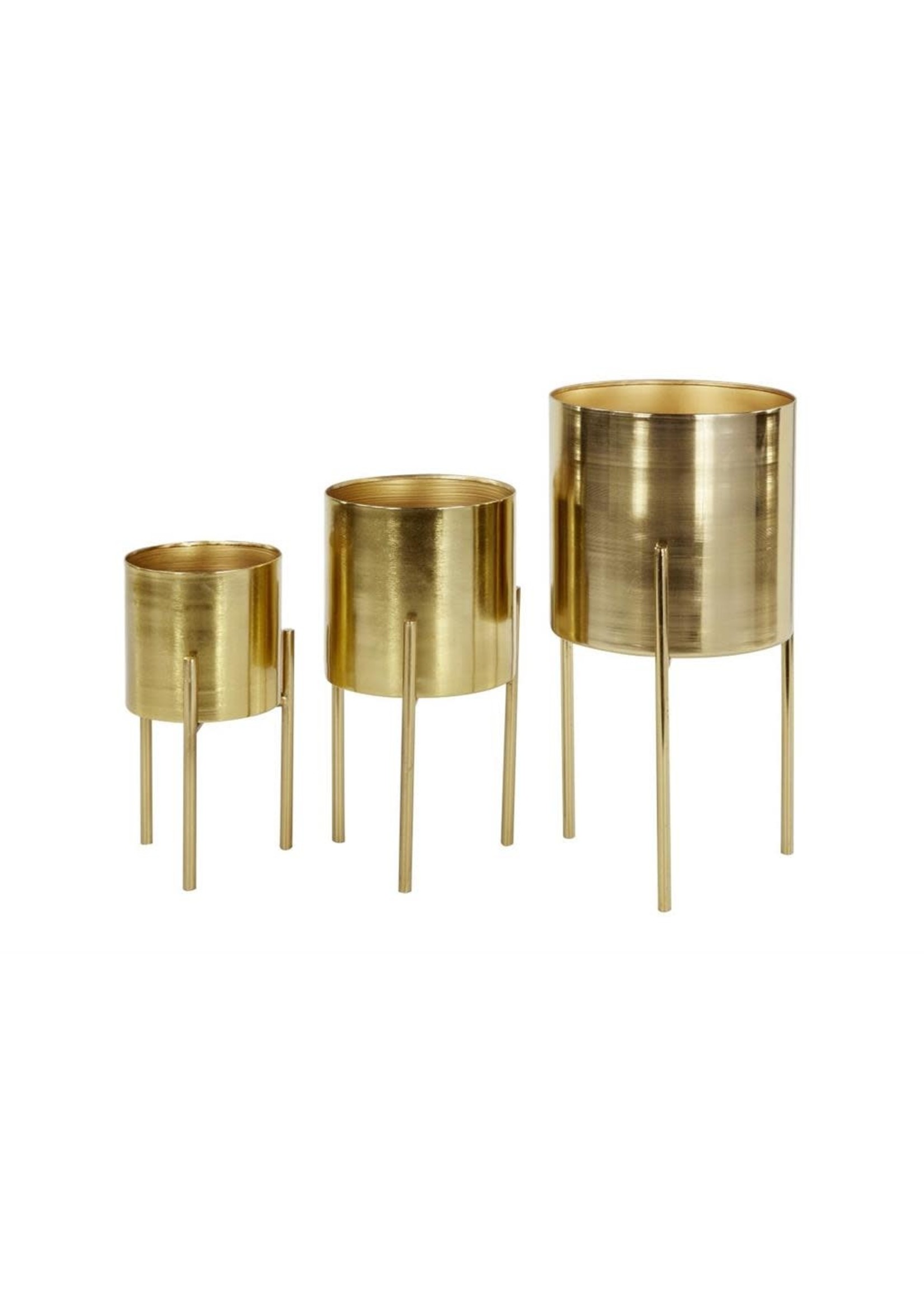 UMA Enterprises 51945 Set/3 Gold Metal Contem Planter, 18", 14", 12"