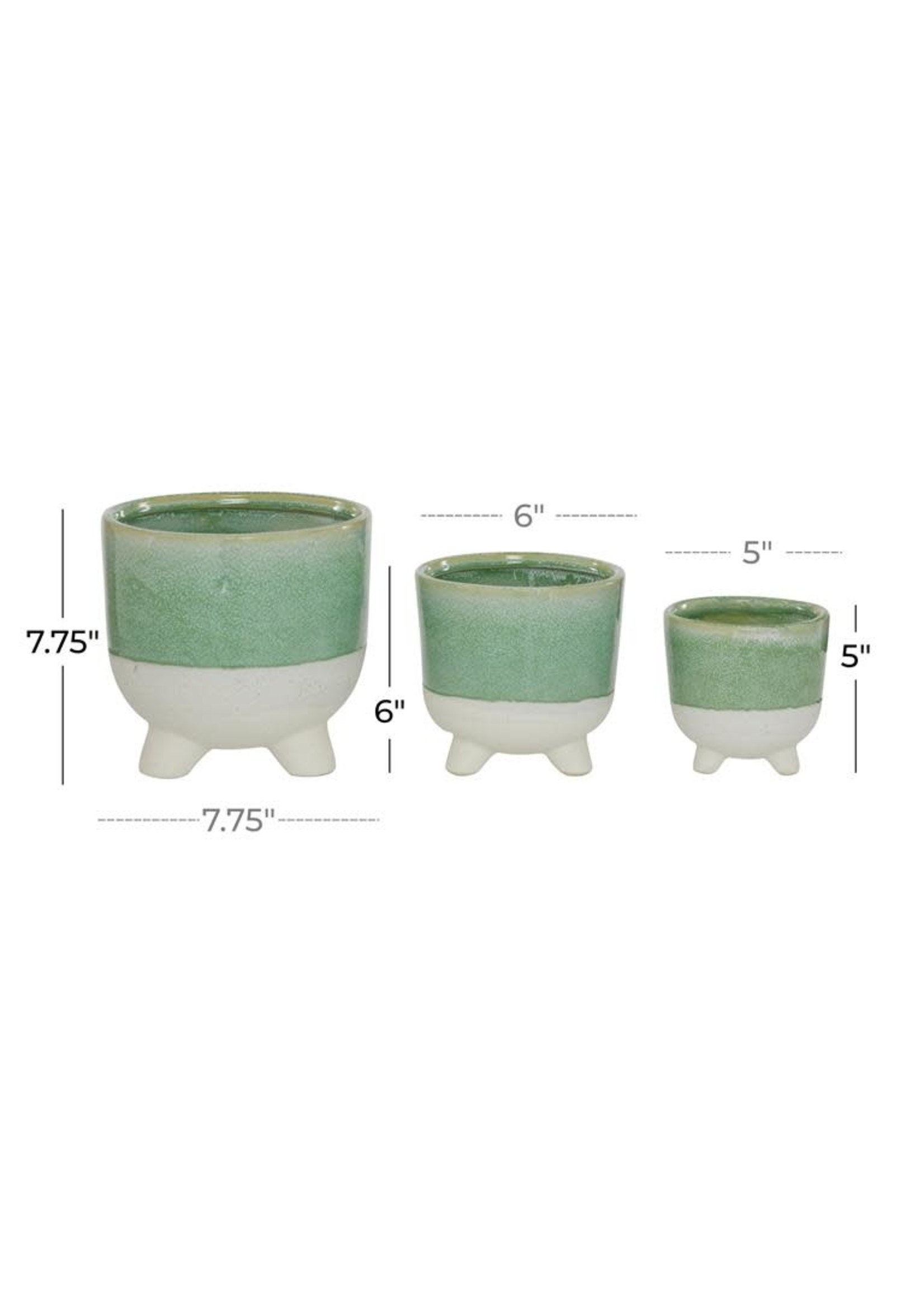 UMA Enterprises 98347 Set/3 Green Ceramic Contemp Planter, 5", 6.25", 7.75"