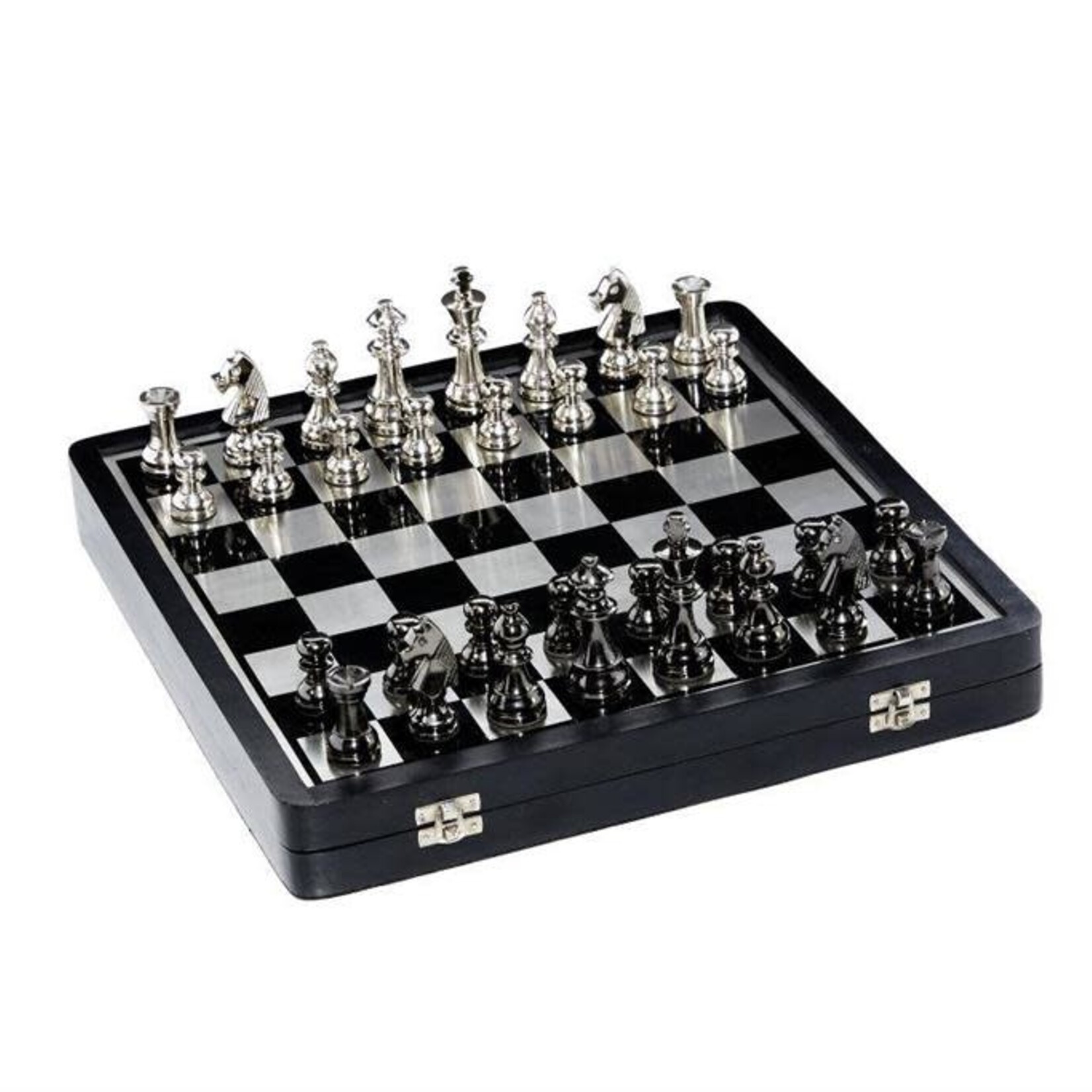 UMA Enterprises 28577 Black Aluminum Traditional Chess Game Set