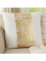 Saro Metallic Banded Design Pillow Down Filled Gold 20"sq