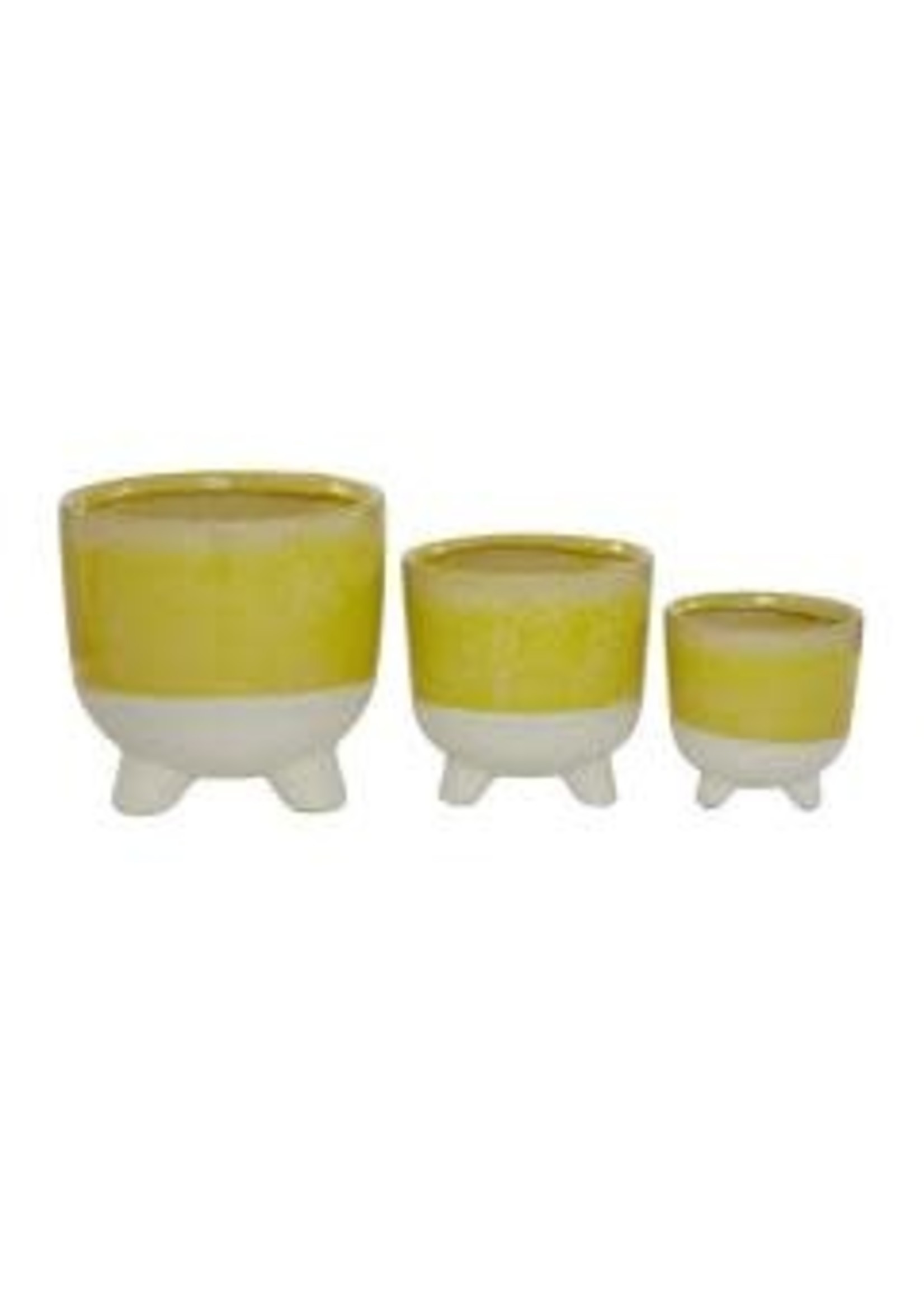 UMA Enterprises 98345S SMALL Ceramic Footed Planter Yellow