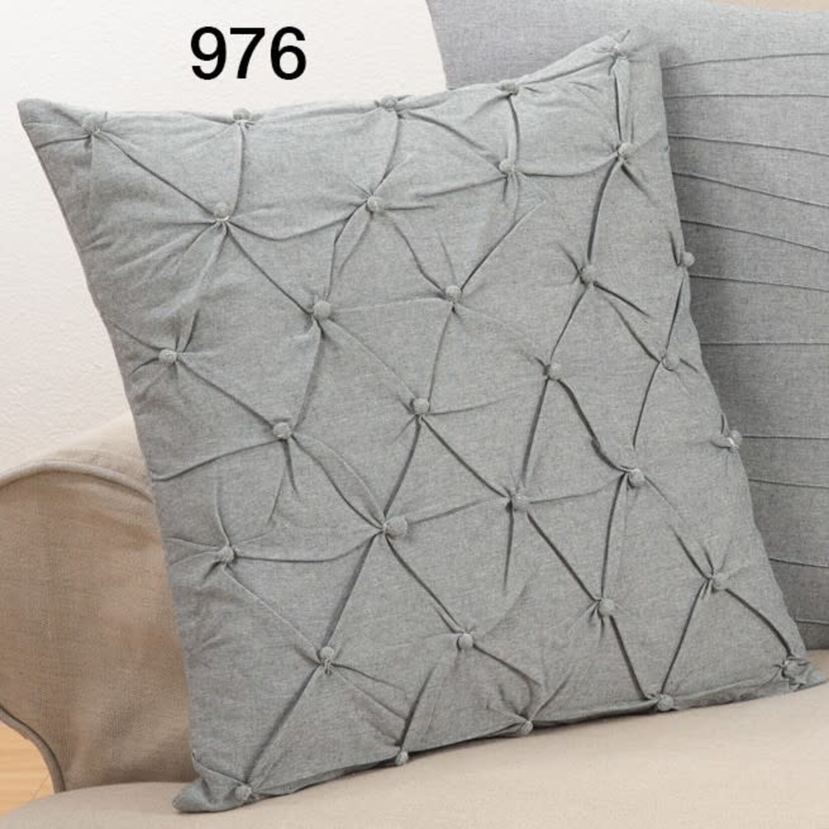 Saro 976.GY18S Pintuck Pillow 18" Square Down Filled Grey