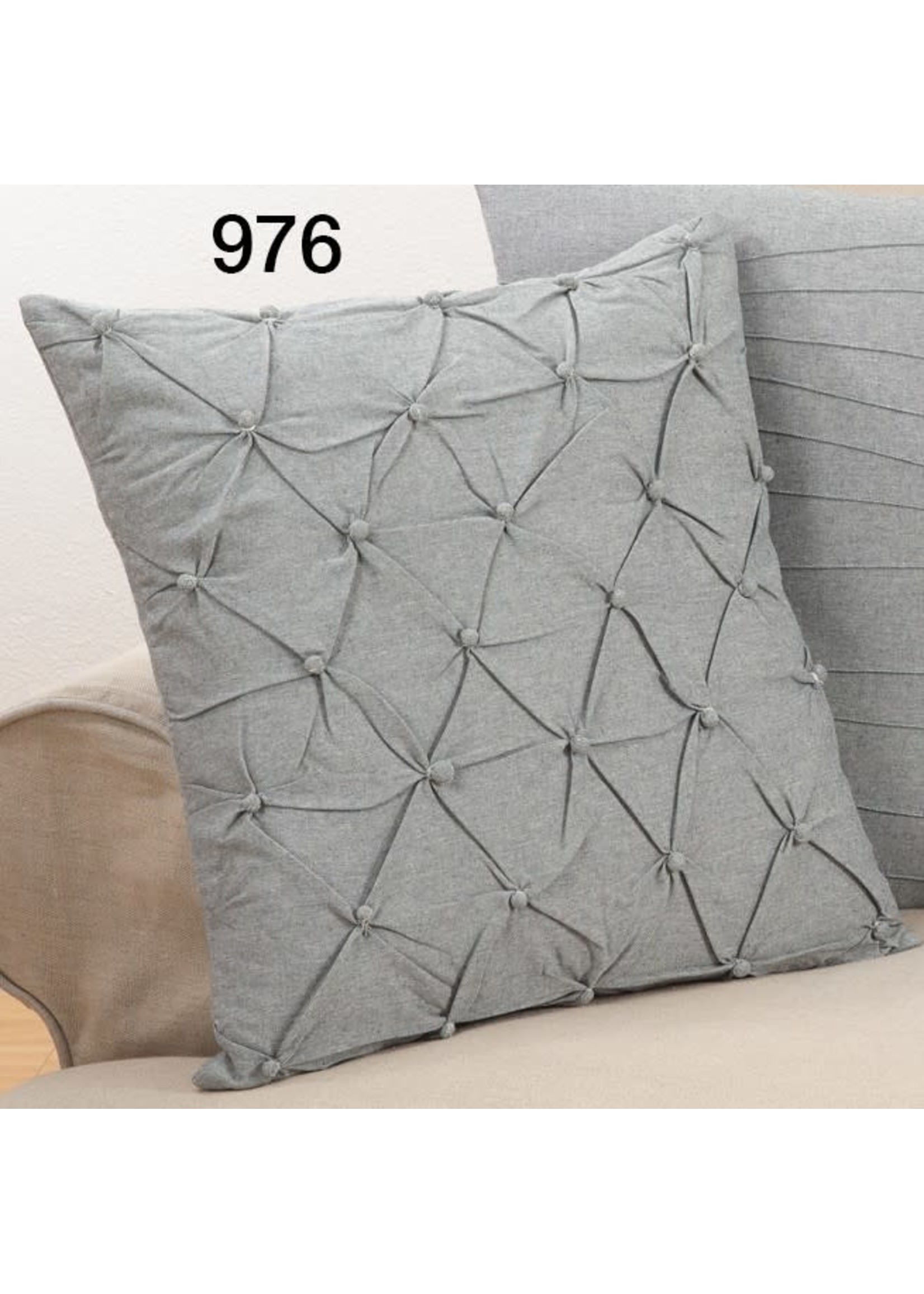 Saro 976.GY18S Pintuck Pillow 18" Square Down Filled Grey