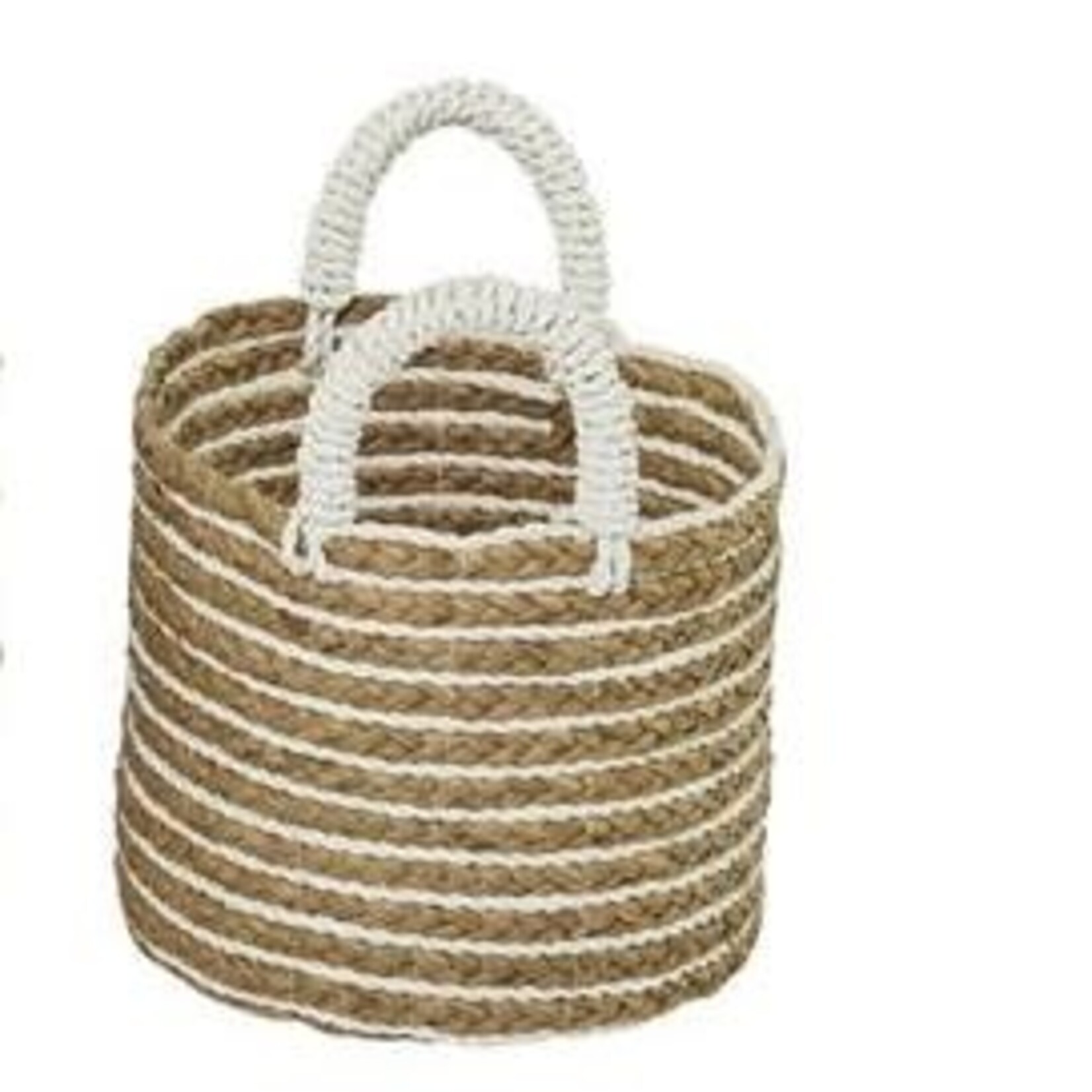 UMA Enterprises 60480S Brown Seagrass Handmade Two Toned Storage Basket Handles 13" Small
