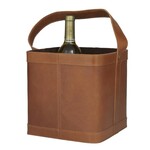 UMA Enterprises 43085 Brown Leather Handmade 4 Bottle Wine Holder Carrying Handle 9x17