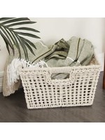UMA Enterprises 82626L White Cotton Handmade Storage Basket w/Handles 9" Large