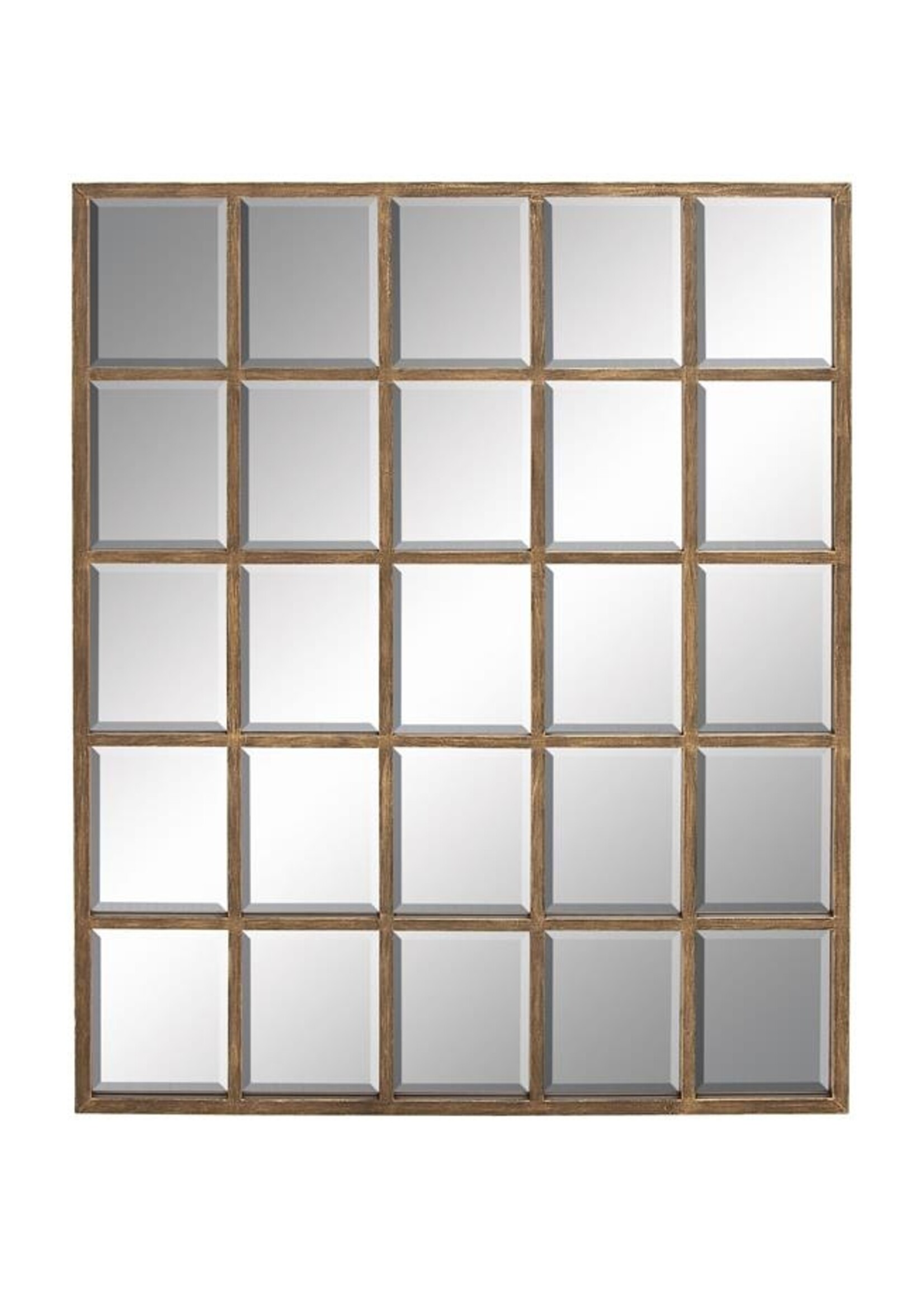 UMA Enterprises 53182 Brown Wood Window Pane Inspired Wall Mirror 56" x 44"