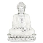 UMA Enterprises 67567 Silver Polystone Buddha Sculpture  9" x 7" x 12"