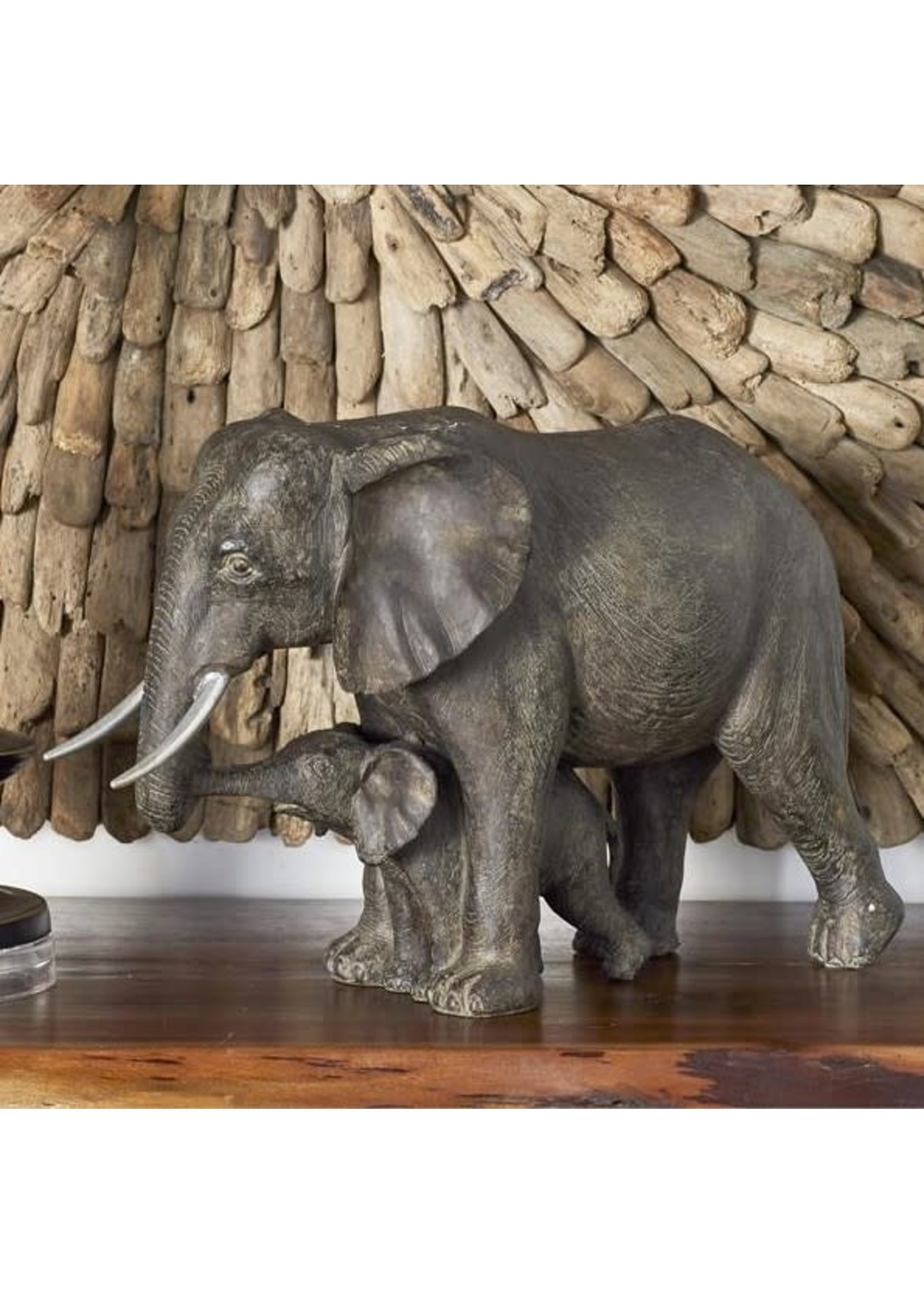 UMA Enterprises 38260 Gray Polystone Elephant Sculpture 20x7x13