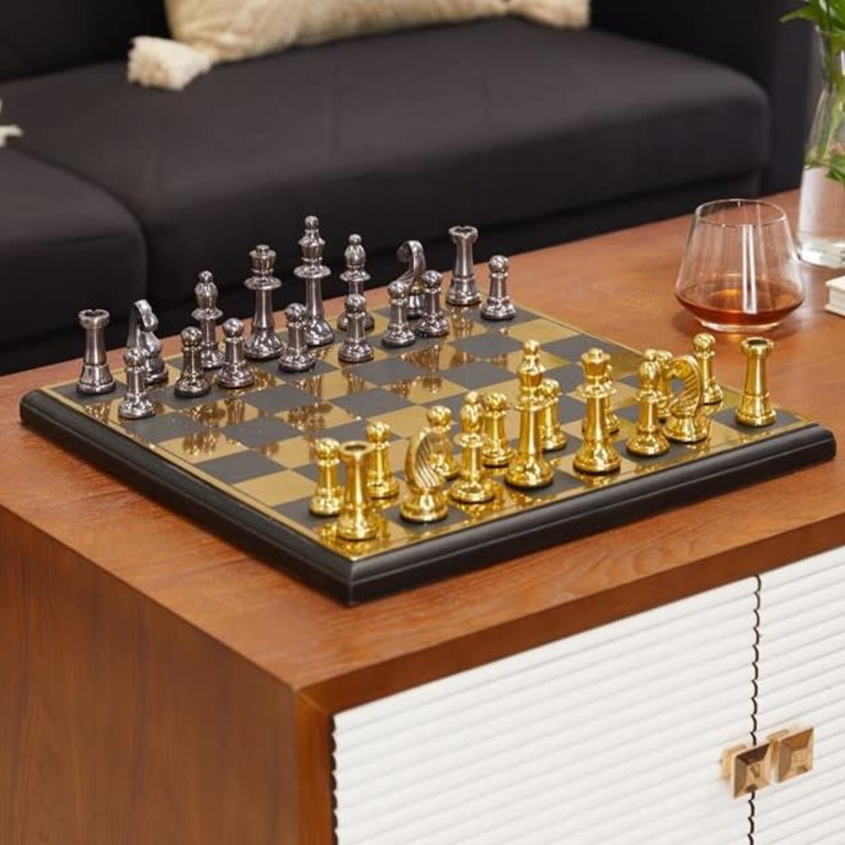 UMA Enterprises 75338 Gold Aluminum Chess Game Set 17"