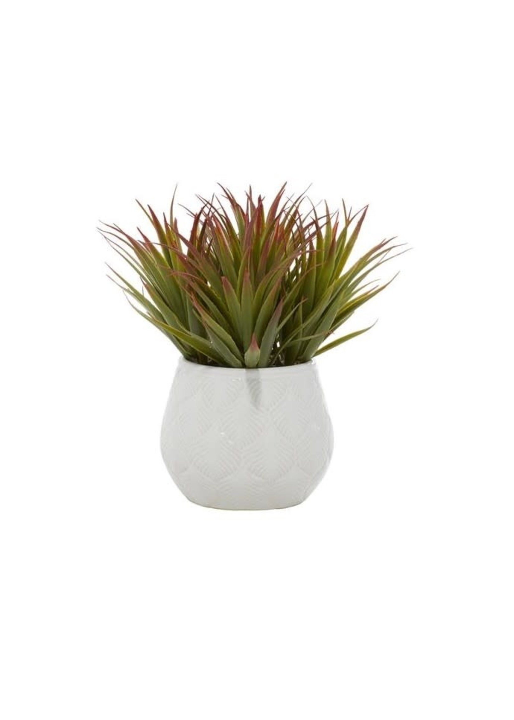 UMA Enterprises 64084 Green Faux Aloe Plant White Ceramic Pot 9"