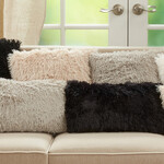 Saro 1601.BK18S Classic Faux Fur Pillow 18" Sq Black