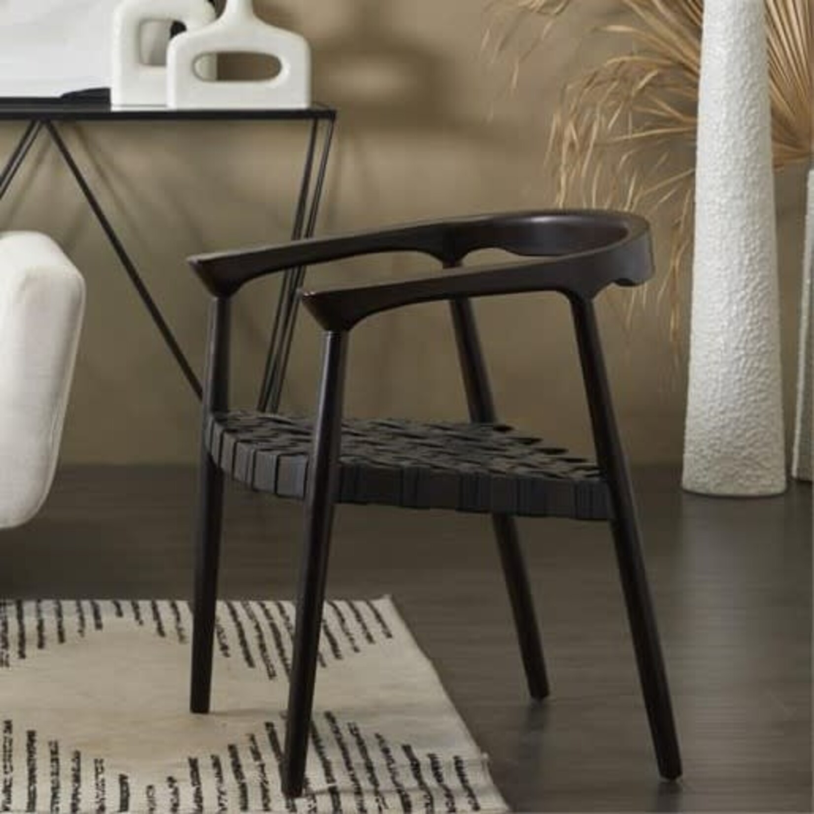 UMA Enterprises 23682 Dark Brown Handmade Teak Wood Dining Chair 22"x22"x30"