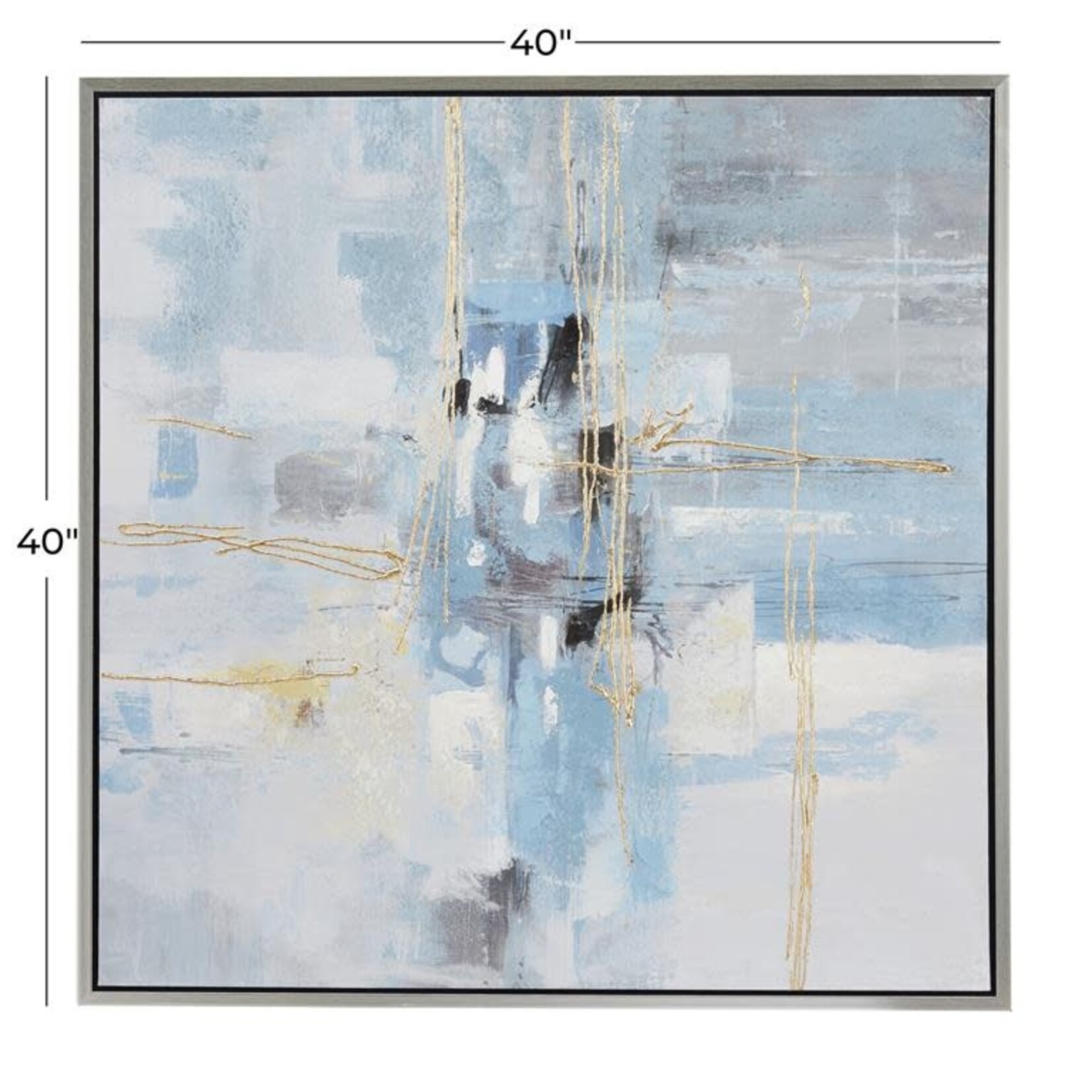 UMA Enterprises 87856 Blue Canvas Abstract Framed Wall Art 39"x2"x40"