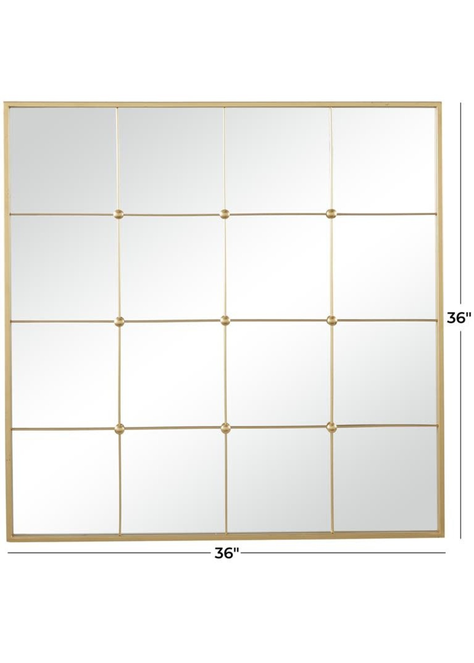 UMA Enterprises 24456 Gold Metal Window Pane Wall Mirror 36"x1"x36"