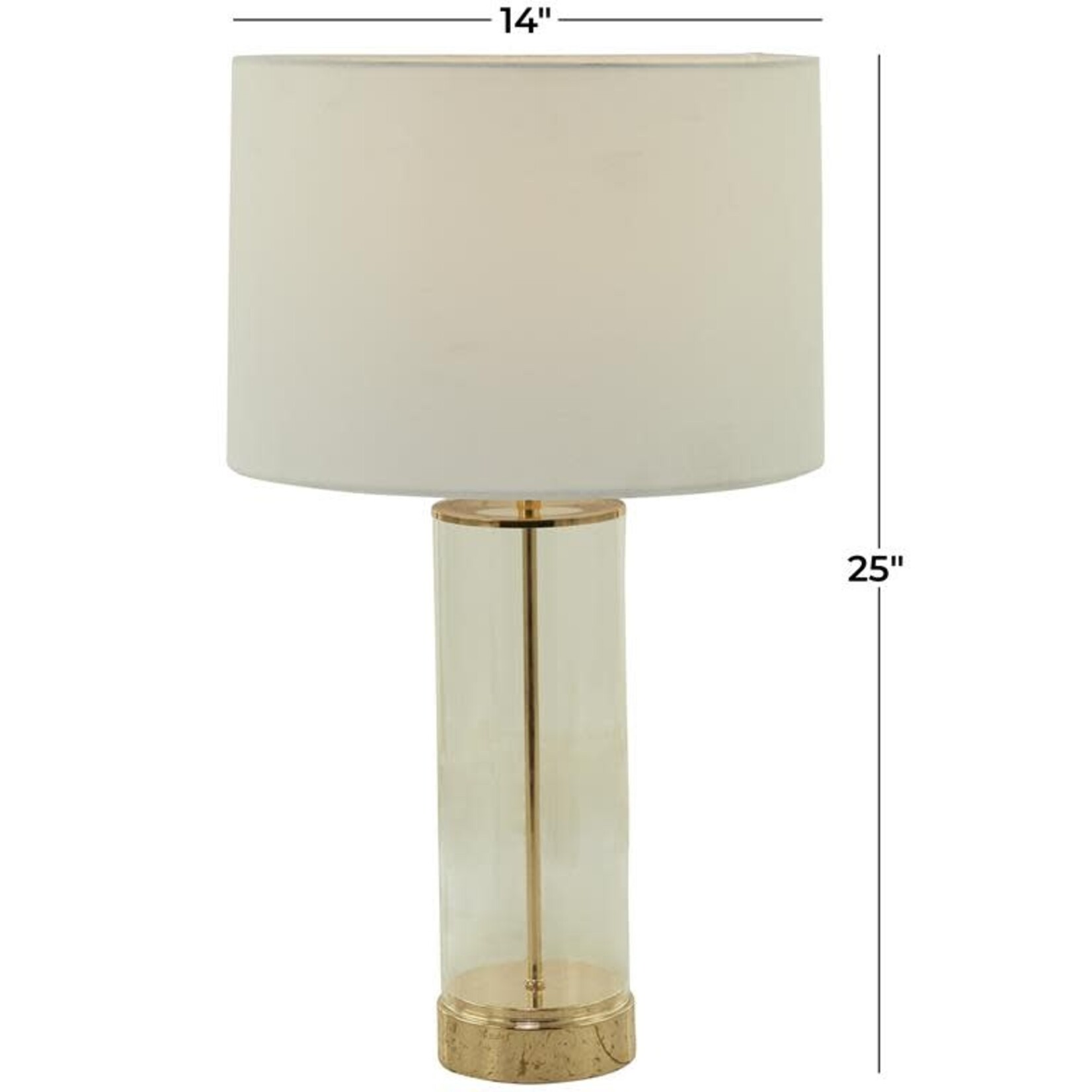 UMA Enterprises 27048  Gold Tempered Glass Base Table Lamp 14"x14"x25"