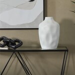 UMA Enterprises 31001 White Ceramic Faceted Vase 9"x14"