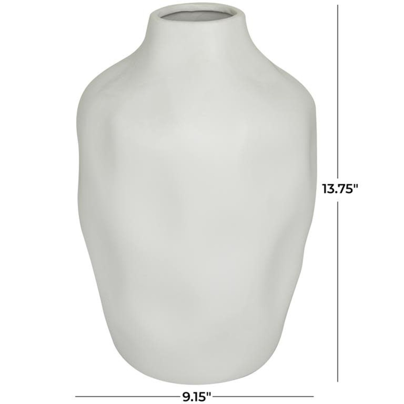 UMA Enterprises 31001 White Ceramic Faceted Vase 9"x14"