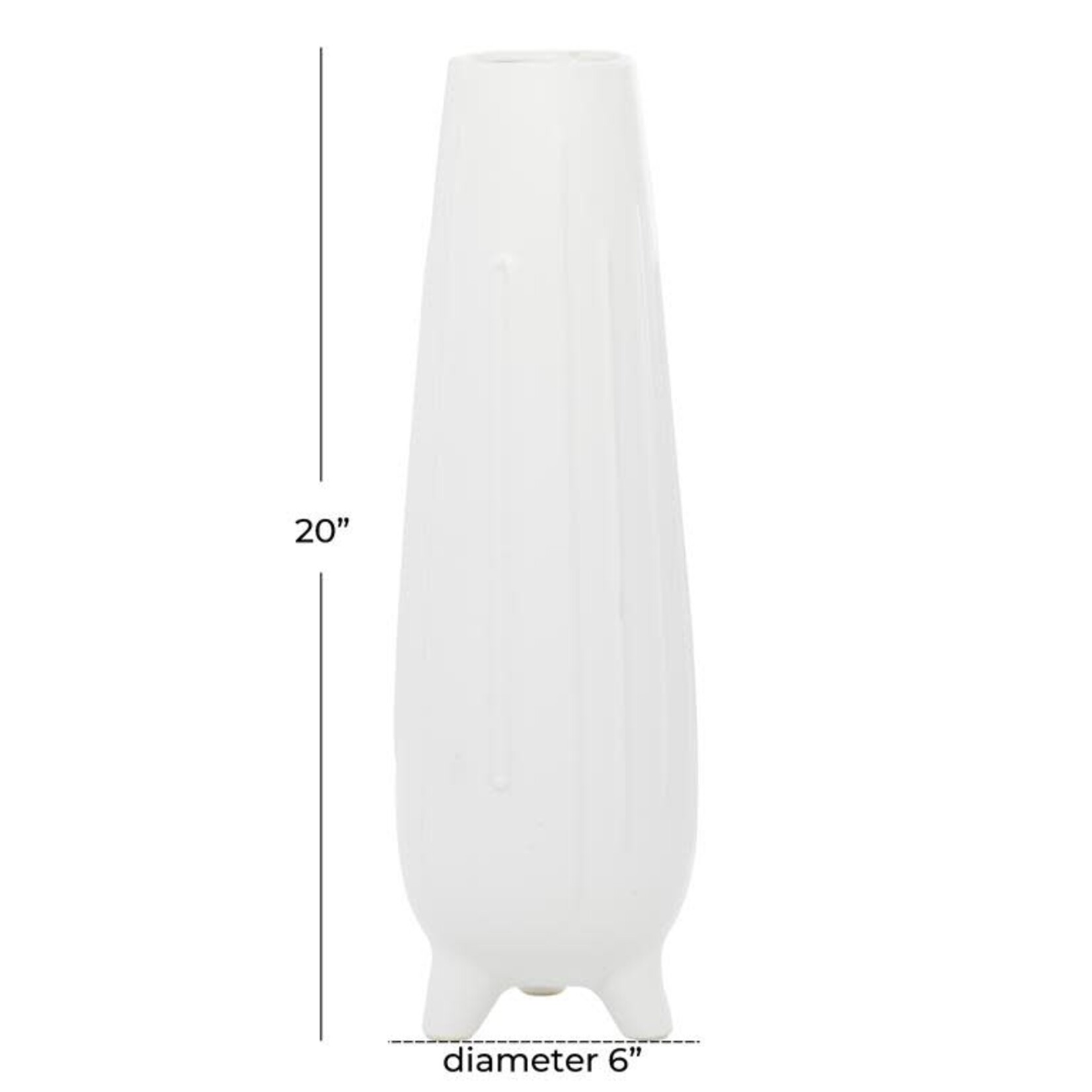 UMA Enterprises 29754 Handmade White Ceramic Footed Vase  6"x6"x20"