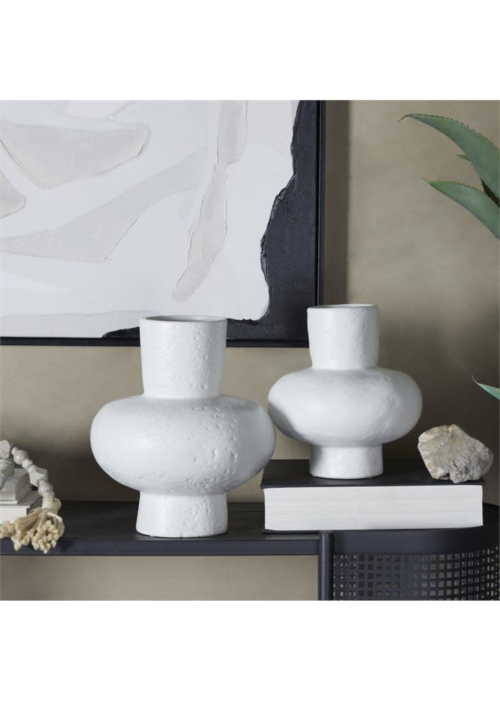 UMA Enterprises 31005L White Ceramic Gourd Style Vase 11" LARGE