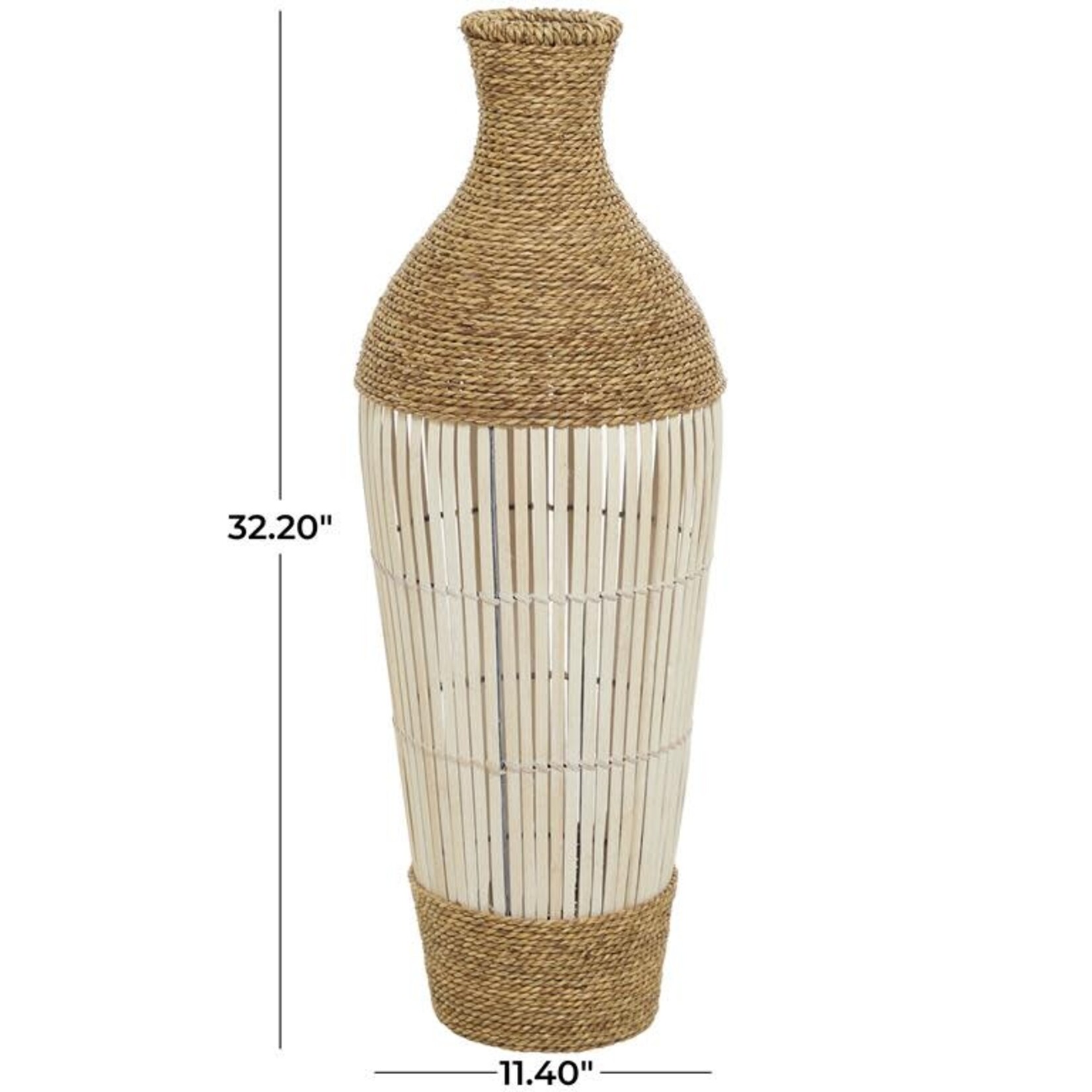 UMA Enterprises 19131 Brown Seagrass Wrapped Tall Floor Vase 11"x11"x32"