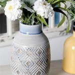 UMA Enterprises 85141 Gray Ceramic Vase Diamond Pattern 7"x7"x11"
