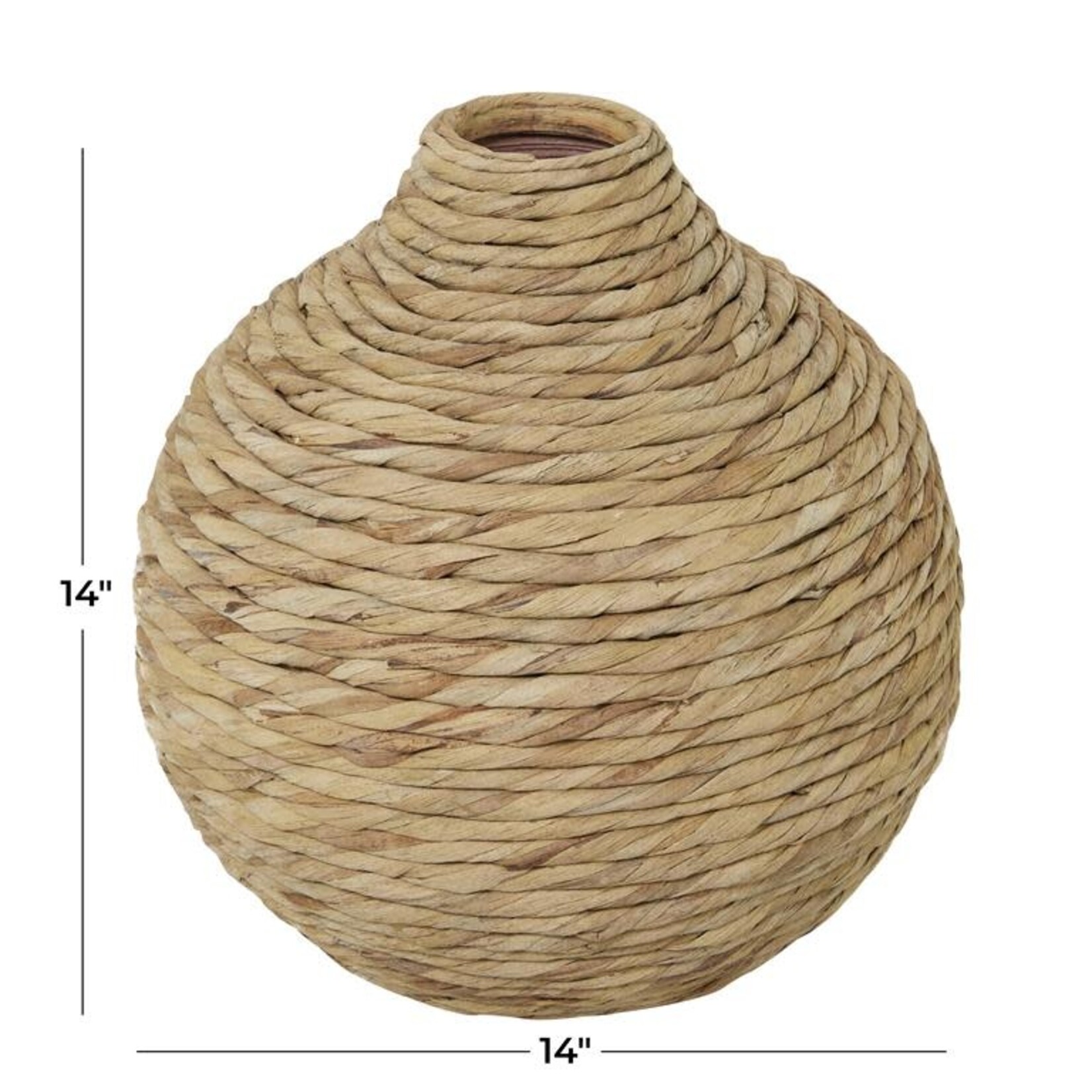 UMA Enterprises 85562 Brown Seagrass Handmade Woven Vase 14"x14"x14"