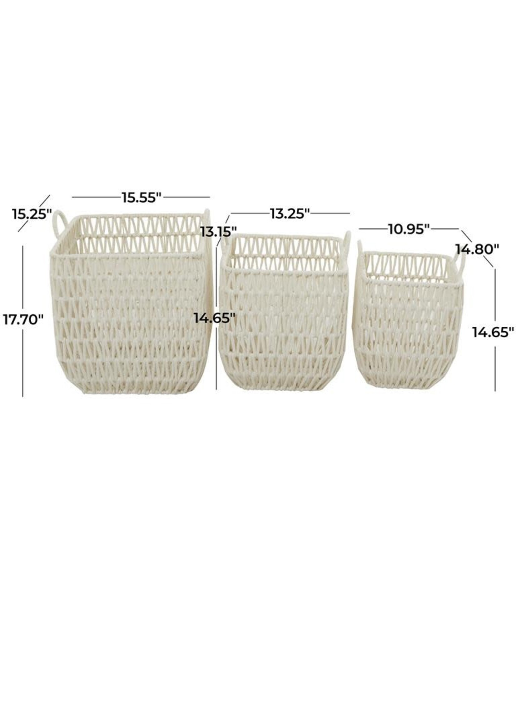 UMA Enterprises 30273L White Cotton Handmade Storage Basket 18" LARGE