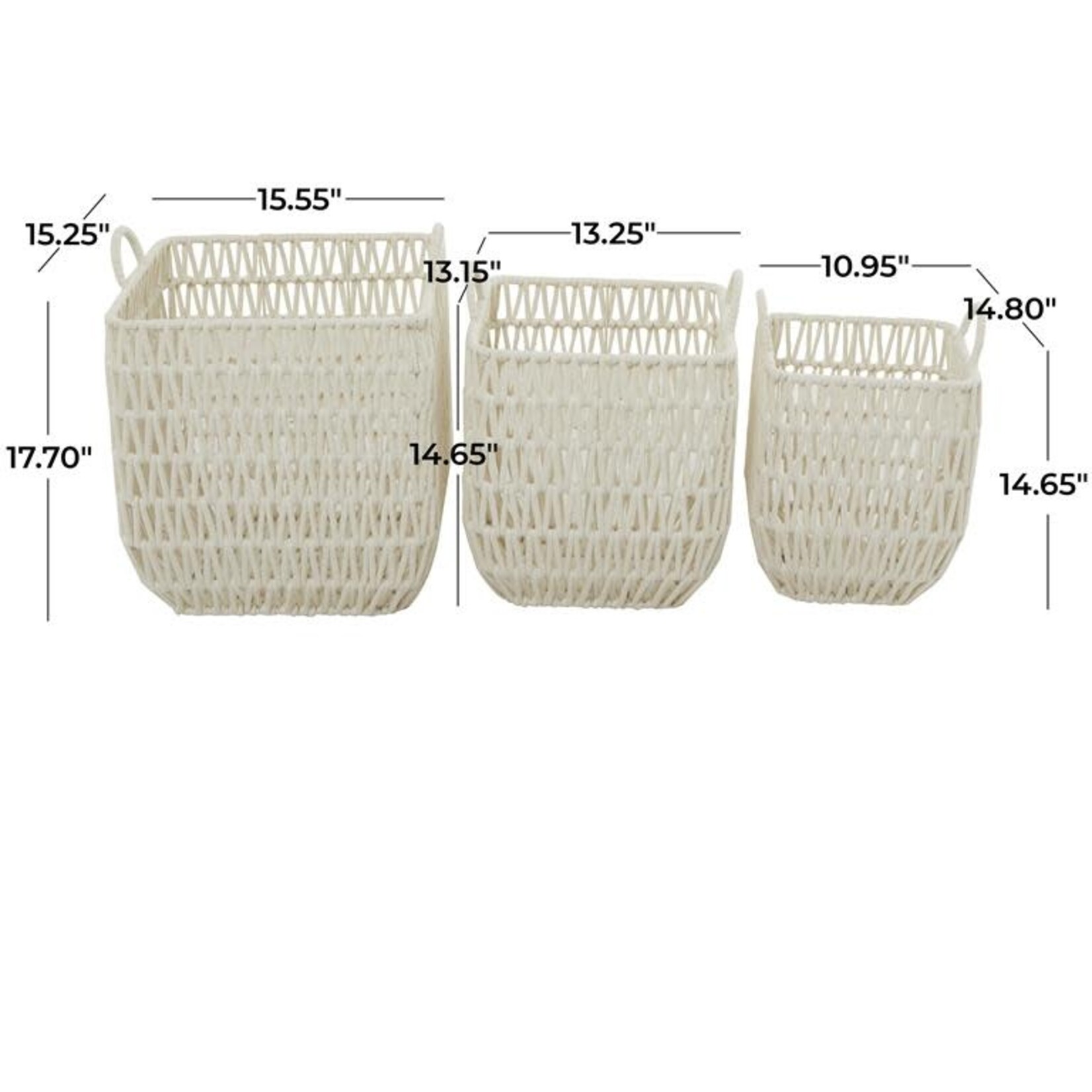 UMA Enterprises 30273M White Cotton Handmade Storage Basket 16" MEDIUM