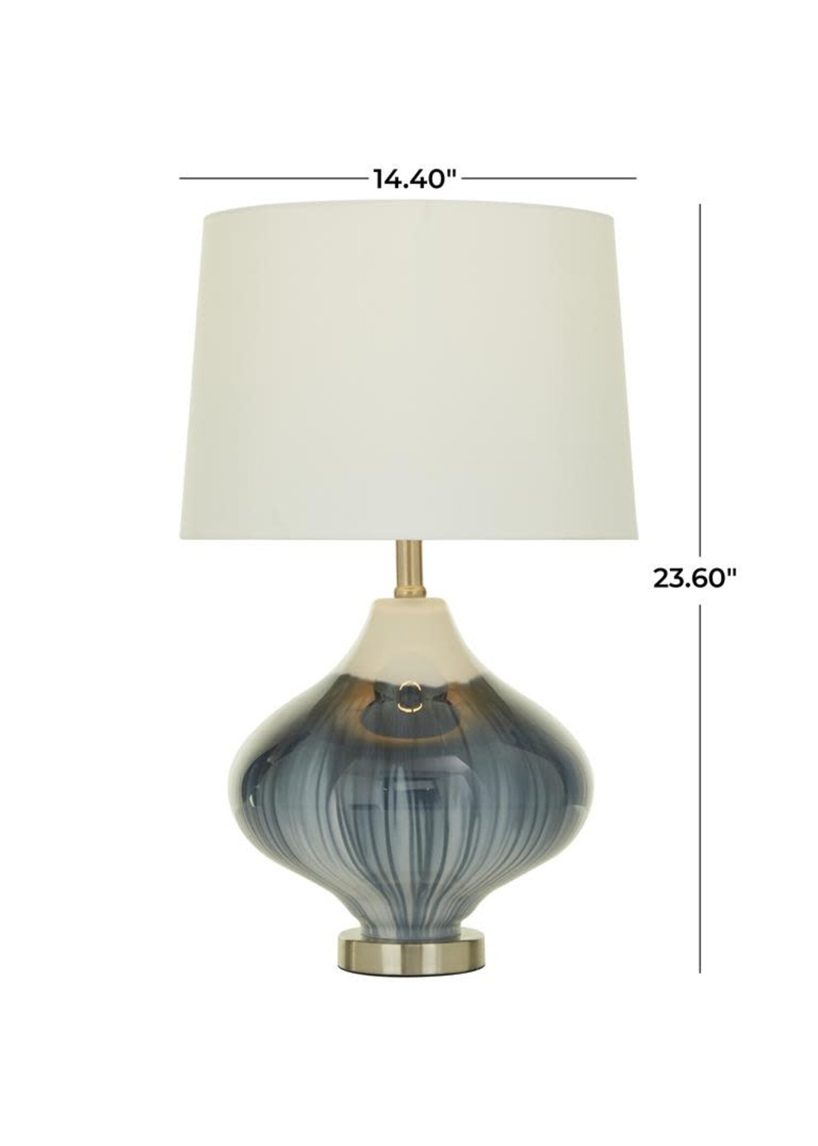 UMA Enterprises 10745 Blue Glass Gourd Style Base Table Lamp 14"x14"x24"