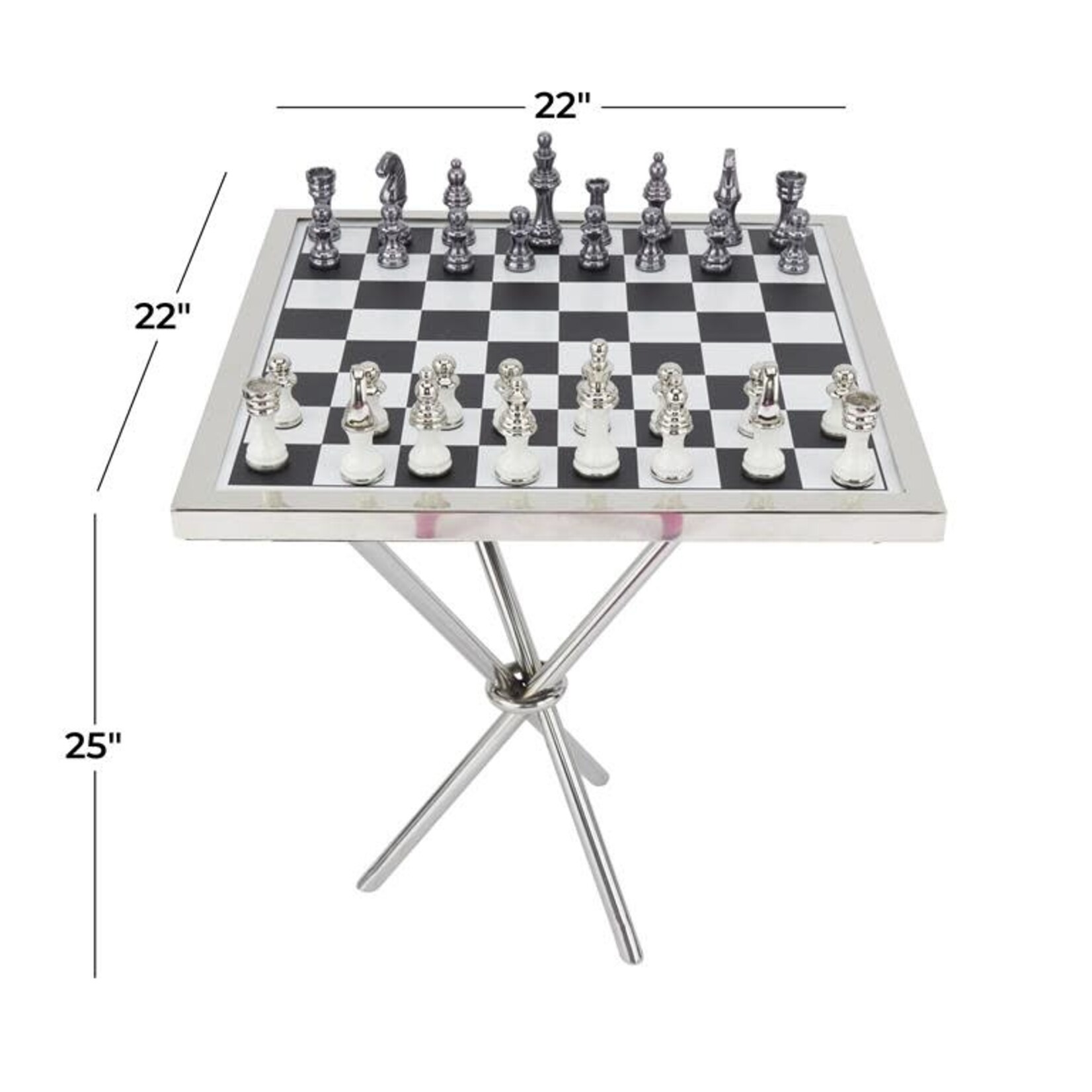 UMA Enterprises 75343 Silver Aluminum Chess Game Set 22"x22"x25"