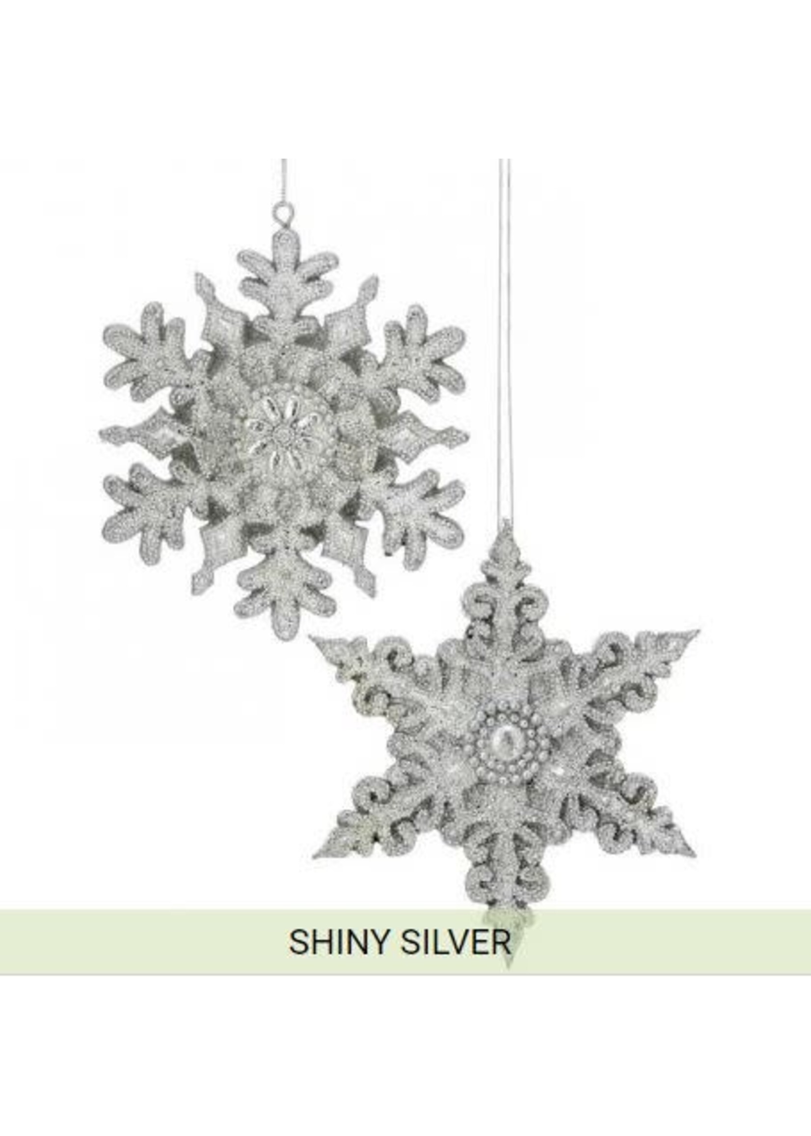 Regency International MTX70142-SHSI 5" Resin Snowflake Ornament 2 ast - Shiny Silver