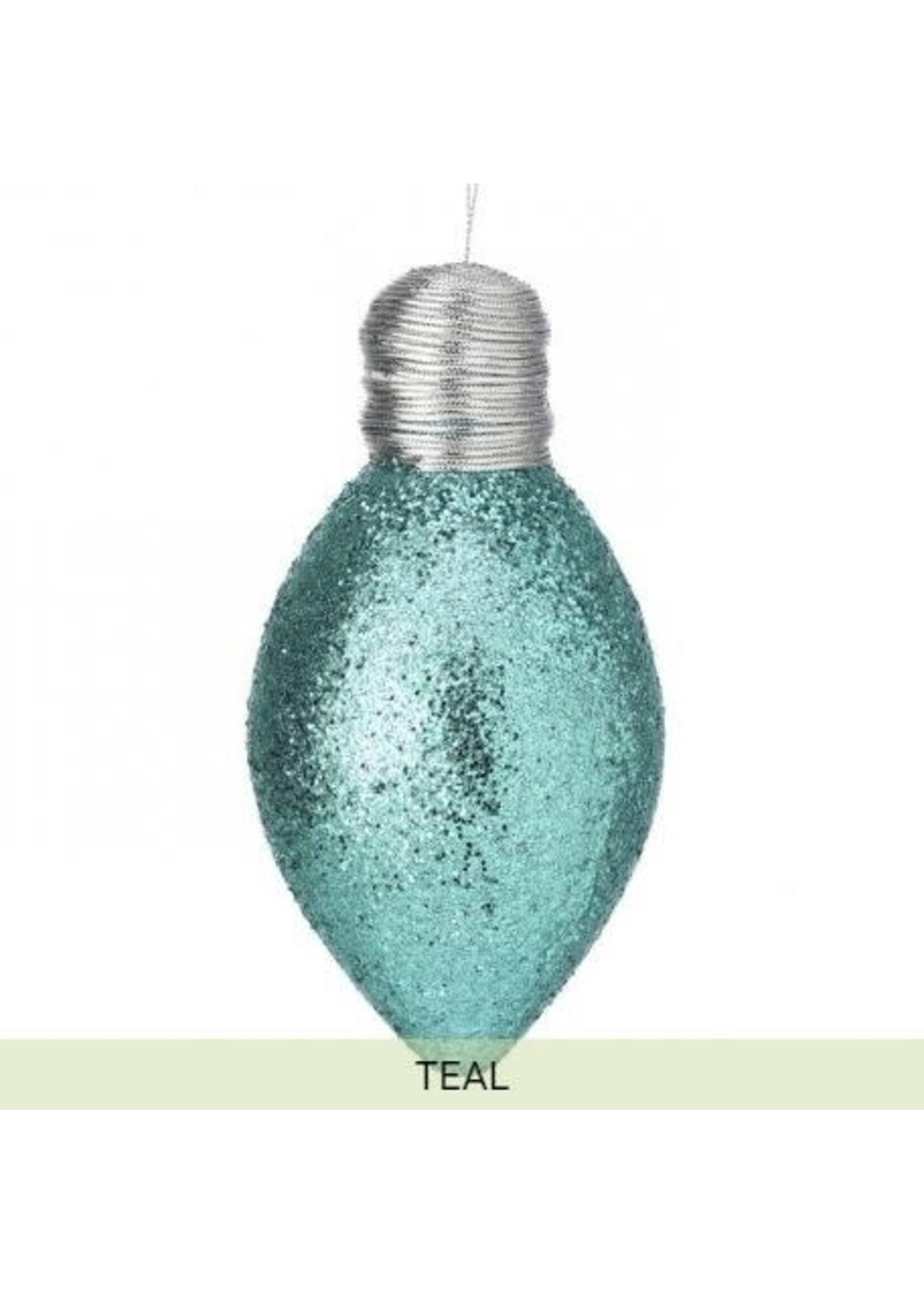 Regency International MTX70543-TEAL 7" Glitter Lightbulb Ornament - Teal