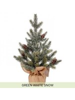 Regency International MTX71372-GRWS 16" Faux Snow Frost Pine Tree in Burlap - Green White Snow