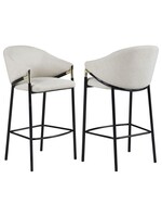 183437-S2  Chadwick Sloped Arm Bar Stools Beige and Glossy Black (Set of 2)