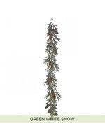 Regency International MTX72073-GRWS 48" Mini Snowy Pine Garland w/Cone - Green White Snow
