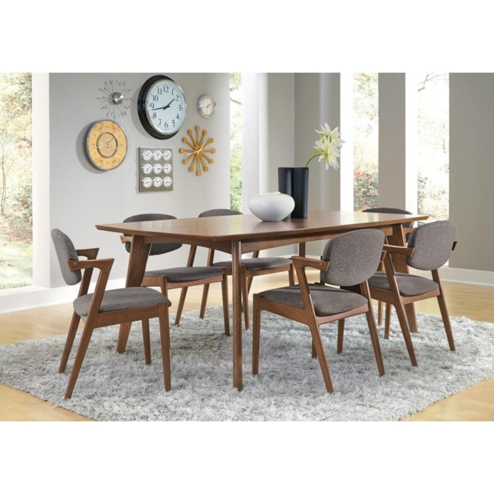 Coaster Furniture 105351-S7 Malone 7-piece Rectangular Dining Set Dark Walnut and Grey